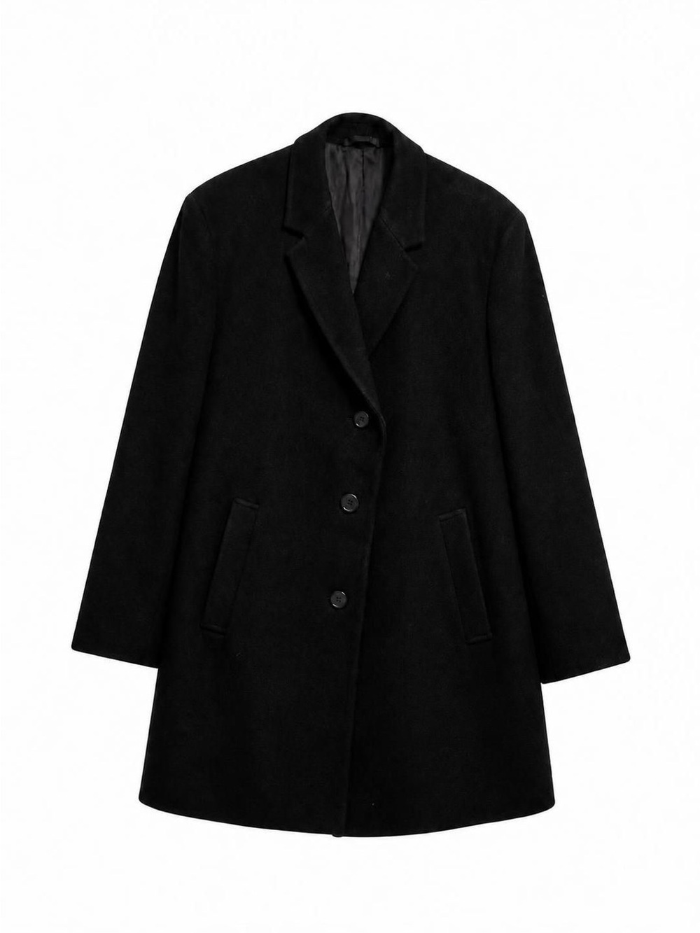 Jos. A Bank Classic Men’s Black Single-Breasted Wool Coat, Sz 42S, Full-Length